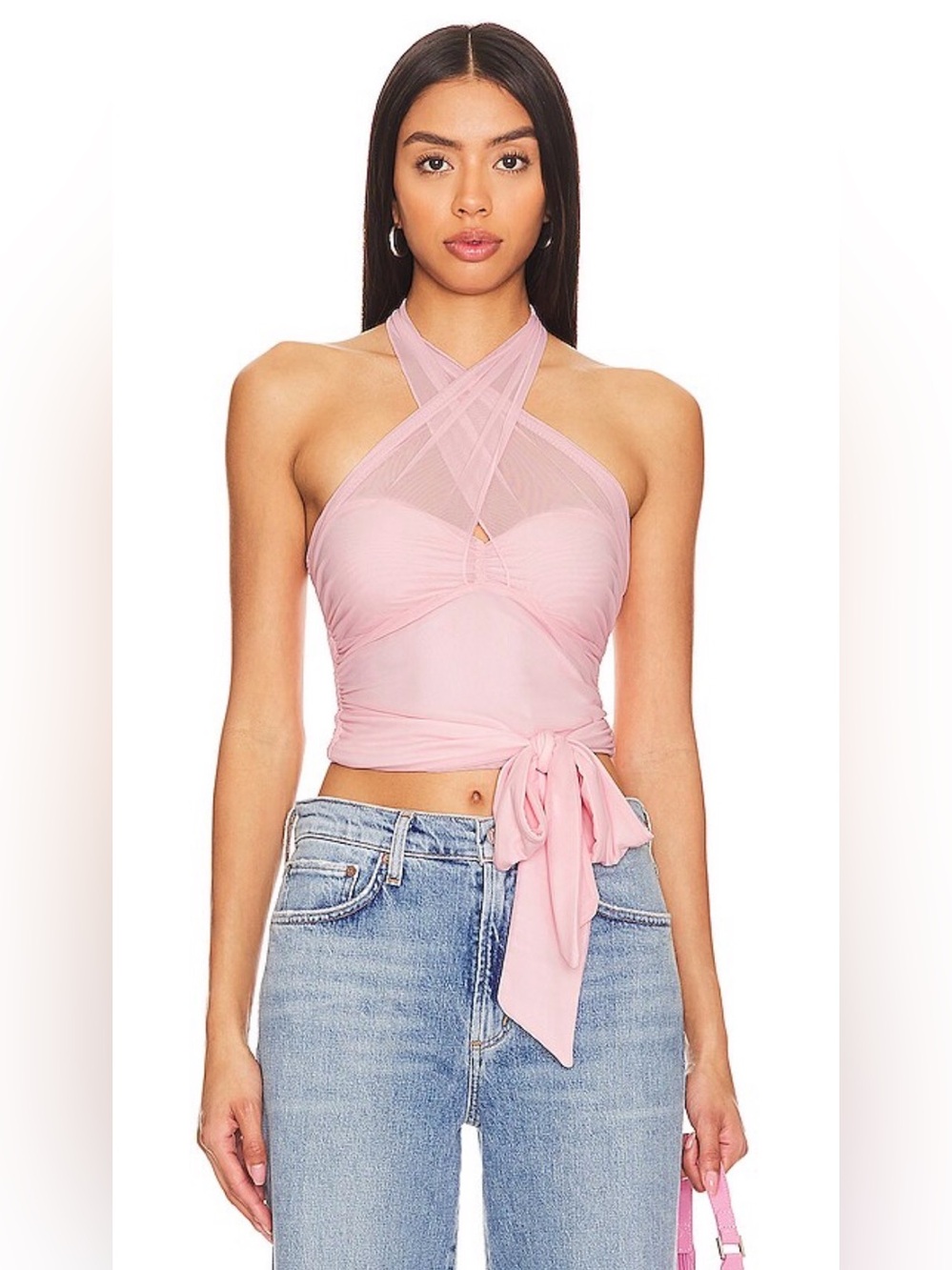 MAJORELLE Charlize Halter Top in Light Pink, Size XS